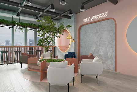 Modern Cafe Internet Celebrity Cafe Leisure Seat 3d model