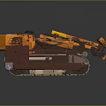 Detailed Mechanical Armored Weapon Design With Tracks And Orange Brown Components 3d model