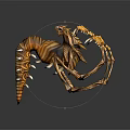 Fantasy Spider Like Creature With Golden Brown Armored Exoskeleton And Multiple Spiked Legs