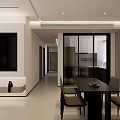 Minimalist Restaurant Sofa Coffee Table Dining Table and Chair Combination Ornaments 3d model
