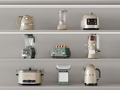 Modern Household Kitchen Appliances Combination Coffee Machine Juicer Kettle Bread Machine Rice Cooker 3d model