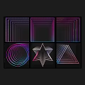 Abstract Geometric Commercial Display Equipment With Colorful Gradient Lines And Shapes