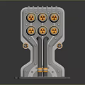 Industrial Radiation Equipment With Gray Structure Vertical Pipes And Circular Components