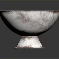 Silver Hammered Texture Bowl With Red Accents For Home Daily Living Use