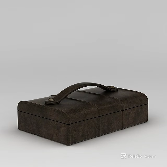Modern Tech Exhibition Hall Showcasing Brown Leather Toolbox With Handle 3d model