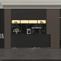 Modern Sideboard Design With Dark Cabinets Marble Countertop Coffee Machine And Decorative Vase