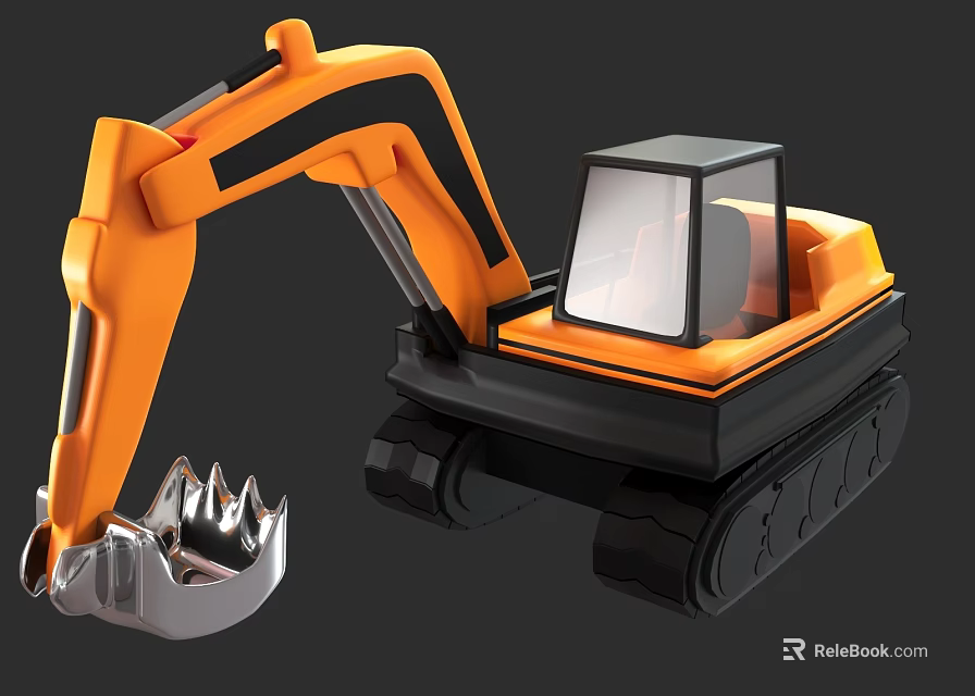Orange Heavy Duty Crawler Excavator Functional Vehicle With Cab And Steel Bucket 3d model 