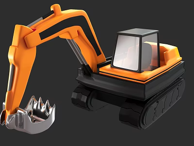 Orange Heavy Duty Crawler Excavator Functional Vehicle With Cab And Steel Bucket 3d model