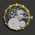 Detailed Mechanical Watch Movement With Golden Frame Transparent Case Internal Gears And Precision Components