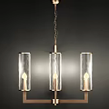 Modern Hanging Chandelier With Glass Tubes And Metal Frame Design