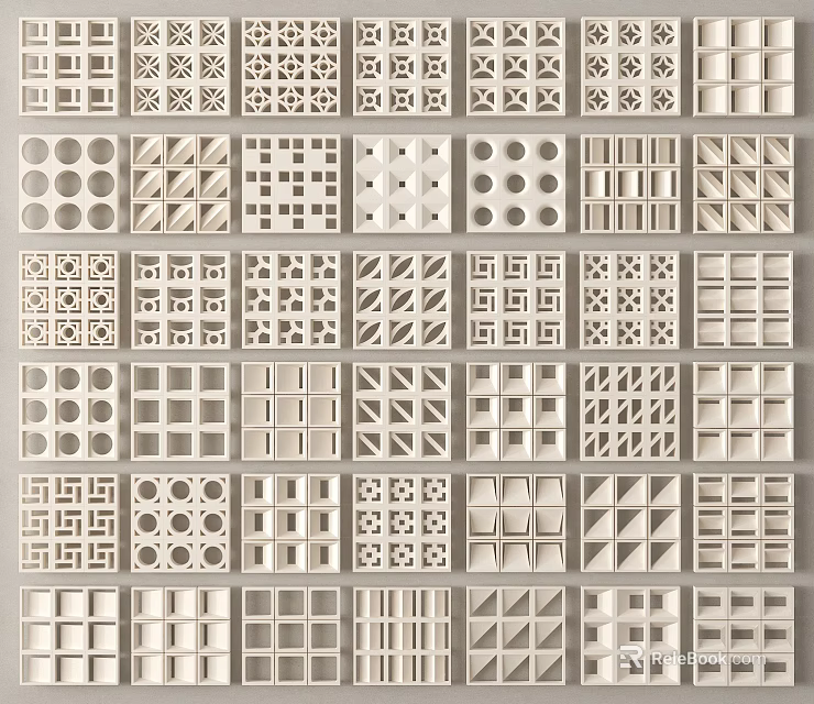 Modern Decorative Room Dividers With Various Geometric Patterns For Interior Design 3d model