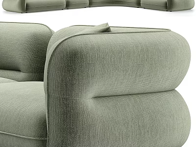 Minimalist Light Green Fabric Single Sofa With Rounded Armrests And Comfortable Backrest Design 3d model