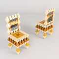 Unique Modern Wooden Leisure Chairs With Geometric Design And Patchwork Pattern 3d model