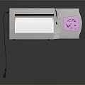 White Electronic Appliance With Green Indicator Purple Circular Port And Power Cable