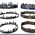 City Skyline Circular Hanging Decor Featuring Various Urban Landscapes And Views