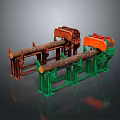 Industrial Wood Log Cutting Machine With Green Support And Red Cutting Mechanism