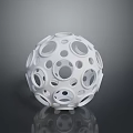 White Spherical Decorative Object With Geometric Perforated Design And Hollow Structure 3d model