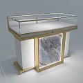 Elegant Jewelry Store Display Cabinet With Gold Frame Transparent Glass And Marble Panel