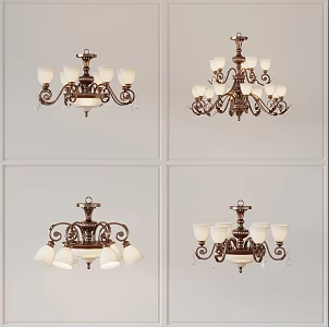 Cream wind chandelier 3d model