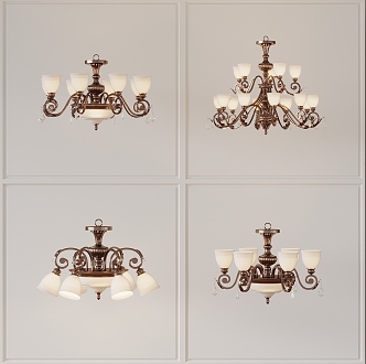 Cream wind chandelier 3d model