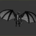 Game And Movie Fantasy Dragon Character With Large Wings Black Body And Orange Claw Details