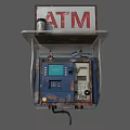 Public Facility Outdoor ATM Machine With Rusted Blue Panel Screen Keypad And Card Slot