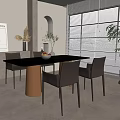 Stylish Modern Dining Table Set with Black Glass Top Golden Base and Light Gray Chairs