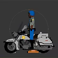 Two Police Officers Standing With Motorcycles Road Barriers And Traffic Cones