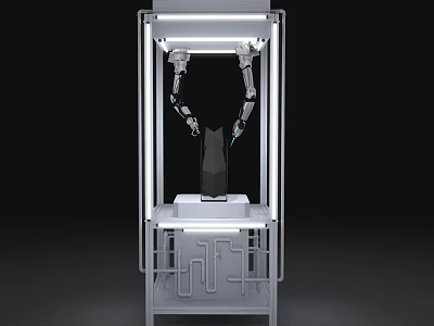 Automated Robotic Arm System In Enclosed Industrial Machine Structure 3d model