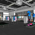 Nike Sportswear Clothing Store Interior With Display Racks Hanging Clothes And Mannequins