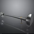 Shiny Silver Horn with Long Metal Rod and Mounting Base for Equipment