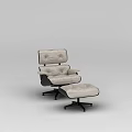 Tech Exhibition Hall Modern Upholstered Chair With Ottoman And Black Base