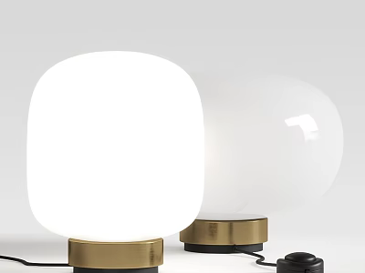 Modern Table Lamps with White Square and Oval Lampshades and Gold Bases for Home Decor 3d model