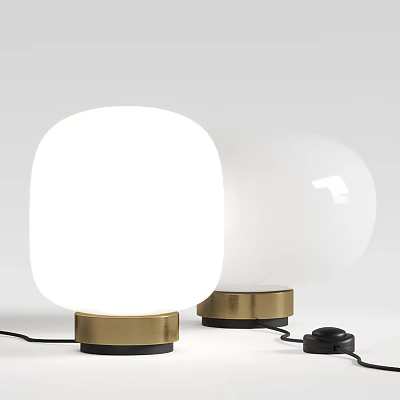 Modern Table Lamps with White Square and Oval Lampshades and Gold Bases for Home Decor 3d model