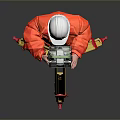 Surveyor In Orange Jacket Using Theodolite On Yellow Tripod With White Safety Helmet