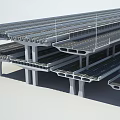 Modern Road Infrastructure Structure With Precast Beams And Support Columns 3d model