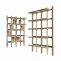 Modern Wooden Bookcase With Open Geometric Shelves And Multiple Storage Layers