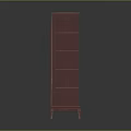 Red Vintage Double Door Glass Cabinet With Wooden Texture And Shelves