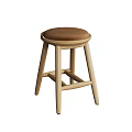 Wooden Bar Stool With Brown Padded Seat And Sturdy Legs Classic Design