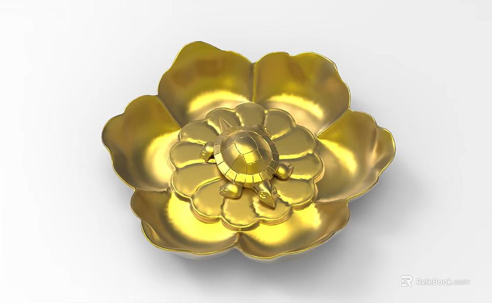 Golden Flower Shaped Decorative Ornament Set For Home Tabletop Decoration 3d model 