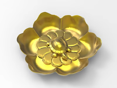 Golden Flower Shaped Decorative Ornament Set For Home Tabletop Decoration 3d model