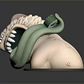 Game and Movie Character Featuring Cat Ears Sharp Teeth Green Tentacle Sushi Element