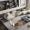 Modern Living Room Sofa Coffee Table Set With Beige Sofa Black Table And Area Rug