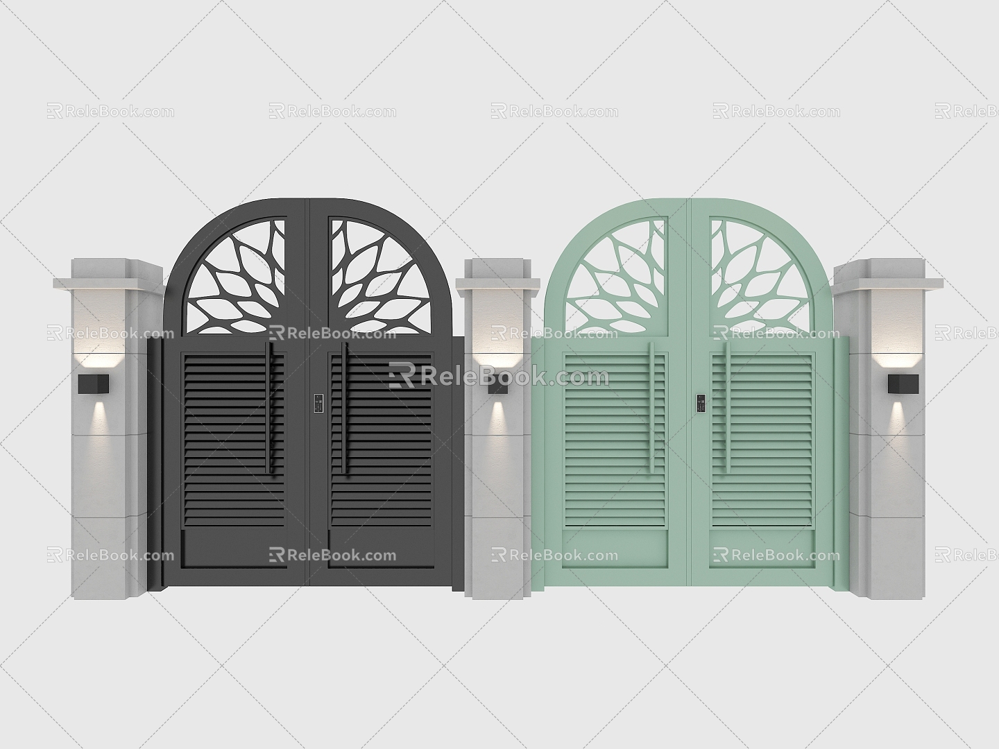 Modern courtyard entrance door 3d model