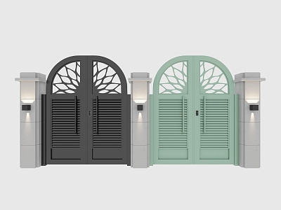 Modern courtyard entrance door 3d model