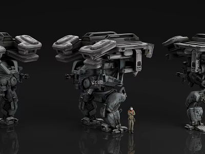 Giant Mech Game Movie Character Design With Human Figure For Scale 3d model