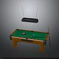 Classic Billiard Table Setup With Green Felt Surface Pool Cues And Overhead Light