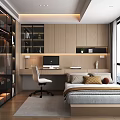 Modern Tatami Bedroom Interior Design With Tatami Bed Study Desk And Large Window