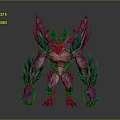 Game and Movie Monster Character With Purple Blue Skin Sharp Horns Claws and Muscular Body