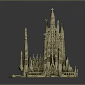 Detailed Architectural Model of Famous Landmark with Tall Spires and Intricate Design
